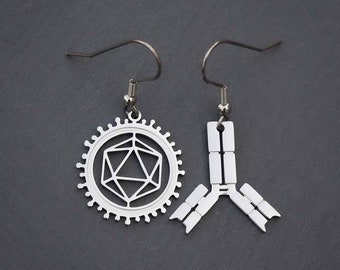 Antibody and Virus Earrings | Science Microbiology Laboratory Jewelry, Unique Gift for a Biologist, Scientist, Virology Researcher or Nurse