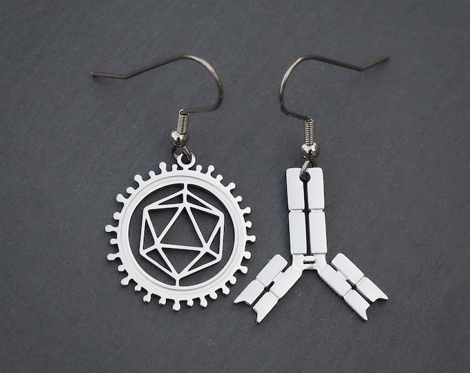 Antibody and Virus Earrings | Science Microbiology Laboratory Jewelry, Unique Gift for a Biologist, Scientist, Virology Researcher or Nurse