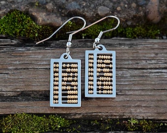 Abacus Earrings | Math Science Jewelry, Fidget Stim Kinesthetic, Unique STEM Pendant Gift for a Mathematician, Mathematics Teacher, Maths