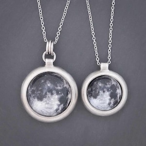 Matching Moon Necklaces | Boutique Academia Science Jewelry, Moon Pendant, Space, Astronomy, Unique STEM Gift for Scientists