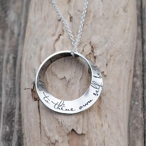 Möbius Necklace &quot;To thine own self be true&quot; | Inspirational Shakespeare Hamlet Math Jewelry, Unique Graduation Maths STEM Pendant Gift