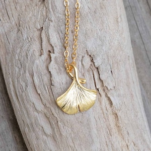 Ginkgo Leaf Necklace | Boutique Academia Jewelry, Botany Gardening Minimalist Feminist Necklace, Unique Gift for a Gardener or Nature Lover