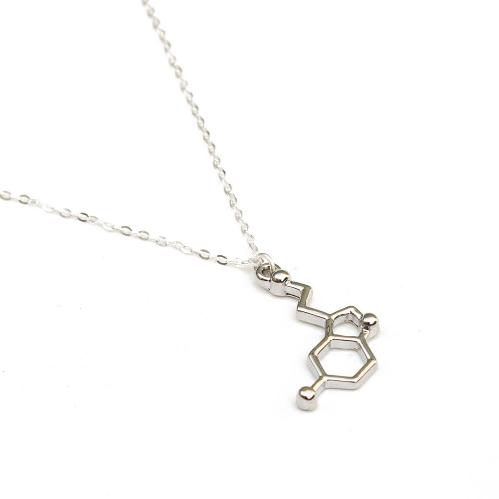 Serotonin Dopamine Molecule Necklace – Biochemistry Pendant For Women, Science Jewelry Gift - View #2