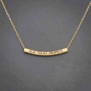 ALIS VOLAT PROPRIIS Necklace | She Flies With Her Own Wings, Latin Phrase Inspirational Jewelry, Unique Graduation Gift, Feminist, Feminism