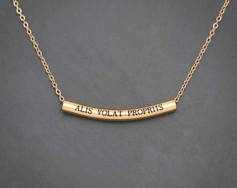 ALIS VOLAT PROPRIIS Necklace | She Flies With Her Own Wings, Latin Phrase Inspirational Jewelry, Unique Graduation Gift, Feminist, Feminism
