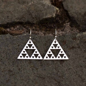 Sierpinski Triangle Earrings | Math Jewelry Unique Gift for Mathematics Student, Maths Teacher, Science Lover, Scientist, or Mathematician