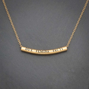 DUX FEMINA FACTI Necklace | Inspirational Latin Phrase Jewelry, Female Leadership, Feminist, Feminism, Unique Graduation Gift, Strong Women