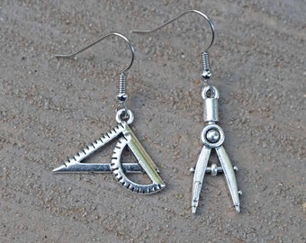 Drafting Tool Earrings | Engineering Art Science Jewelry, Unique STEM Gift for Engineers, Artists, Drafters, CAD Designers, and Architects