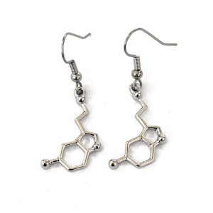 Neurotransmitter Molecule Earrings - Serotonin, Dopamine, Acetylcholine | Science Jewelry & Unique STEM Gift for Scientists and Teachers