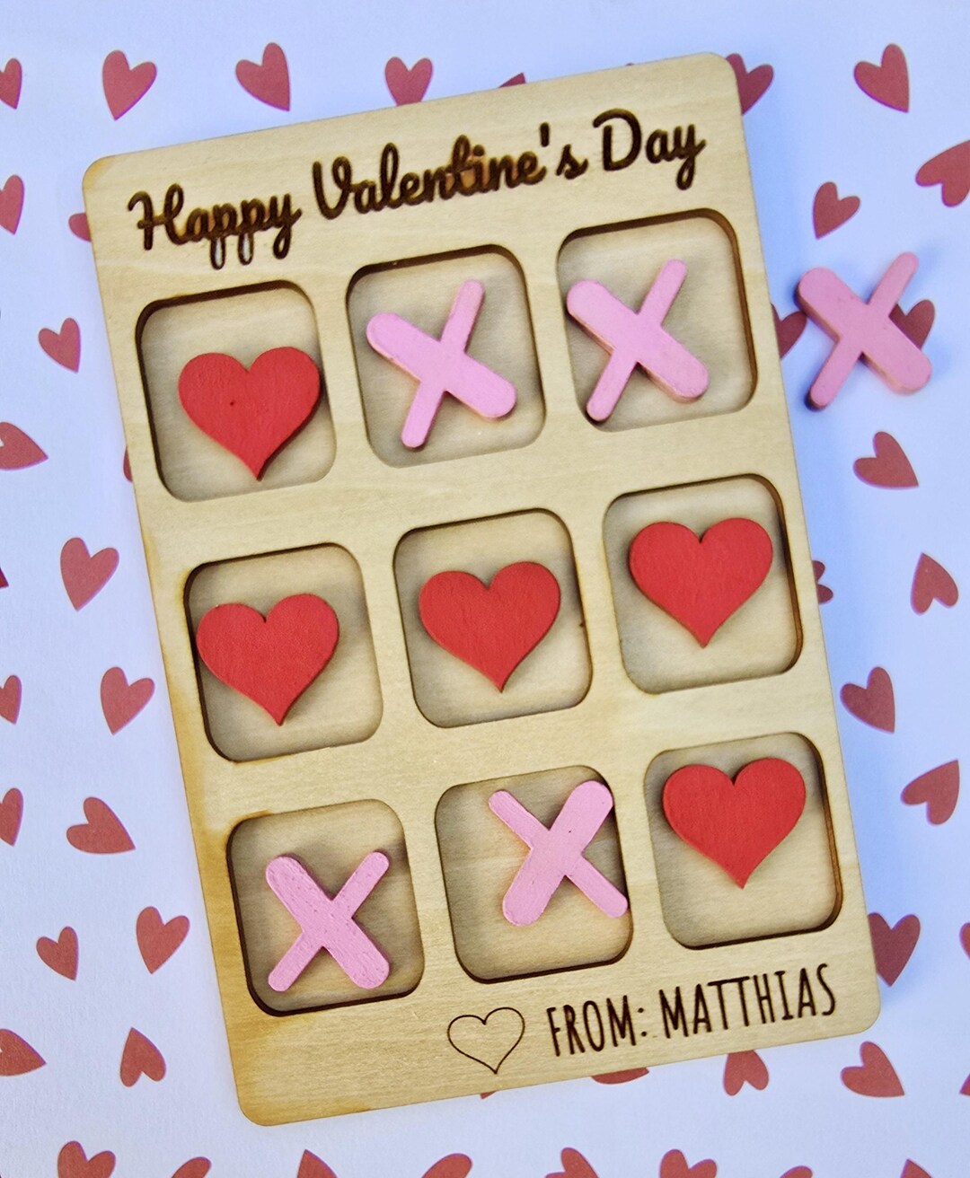 Customizable Valentine's Day Tic Tac Toe Game: Wooden Classroom Gift - Etsy