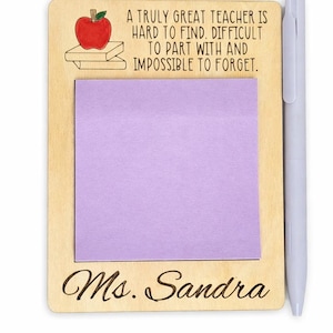 Post-It Note Holder: Teacher Desk Accessory  |  Custom Wooden Teacher Gift | End of Year Appreciation | Back to School Gift