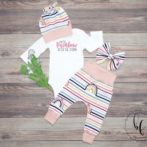 I'm The Rainbow After The Storm Baby Girl Coming Home Outfit, Rainbow Baby Gift, Rainbow Baby Outfit, Newborn Girl Clothes, New Mom Gift