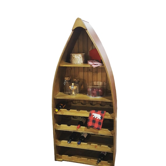 Handcrafted Boat Wine Rack Authentic Canadian Made Rustic Pine