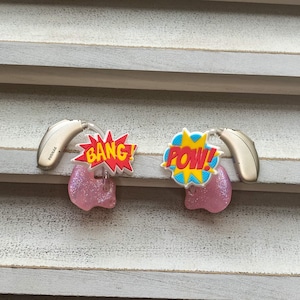 Hearing Aid Charms | Comics Hearing Aid Whimsy Set | Hearing Aid Jewelry | Hearing Aid Earrings | Hearing Aid Accessories