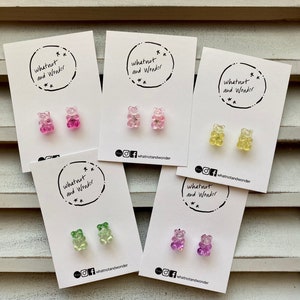 Hearing Aid Charms | Glitter Ombre Gummy Bear Hearing Aid Whimsy Set | Hearing Aid Jewelry | Hearing Aid Earrings | Hearing Aid Accessories