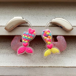 Hearing Aid Charms | Rainbow Mermaid Tails Hearing Aid Whimsy | Summer | Jewelry | Earrings | Accessories | Gift