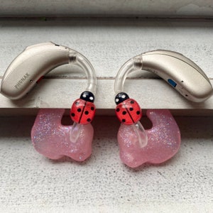 Hearing Aid Charms | Ladybugs Hearing Aid Whimsy Set | RIC BTE Hearing Aid Jewelry | Hearing Aid Earrings | Accessories
