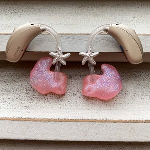 Hearing Aid Charms | Starfish Hearing Aid Whimsy Set | RIC BTE Hearing Aid Jewelry | Hearing Aid Earrings | Accessories | Adults Kids