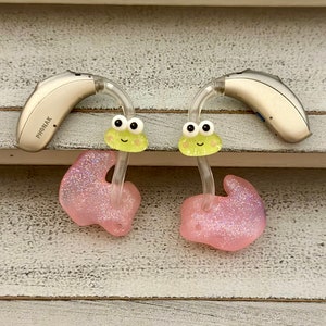 Hearing Aid Charms | Kawaii Kitty Frog Friend Hearing Aid Whimsy | Adults Kids | RIC wire | BTE tube | Jewelry Earrings Accessories | Gift