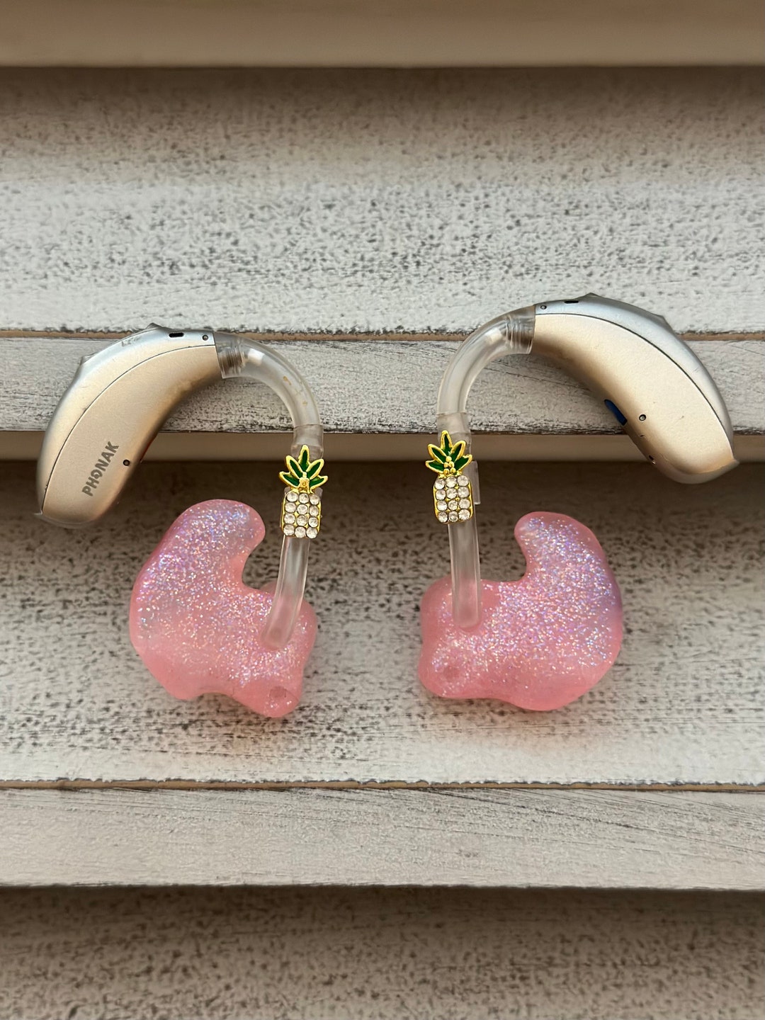 Hearing Aid Charms Gold Pineapple Hearing Aid Whimsy Set RIC BTE