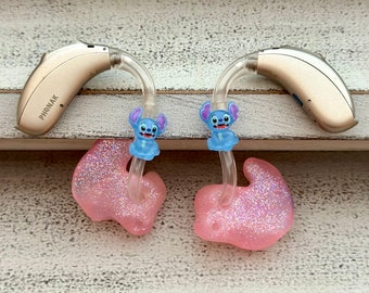 Hearing Aid Charms | Blue Dog Alien Hearing Aid Whimsy Set | Hearing Aid Jewelry | Hearing Aid Earrings | Hearing Aid