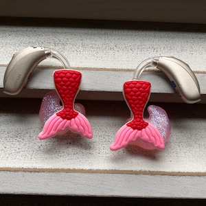 Hearing Aid Charms | Holiday Mermaid Tails Hearing Aid Whimsy | Hearing Aid Jewelry | Hearing Aid earrings | Hearing Aid Accessories