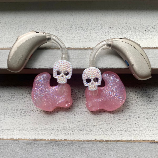 Hearing Aid Charms | Halloween Sparkle Skull Hearing Aid Whimsy MINI Set | Hearing Aid Jewelry | Hearing Aid Earrings | Accessories