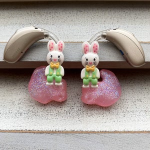 Hearing Aid Charms | Bunny Whimsy Set | Easter | Hearing Aid Jewelry | Hearing Aid Earrings | Accessories