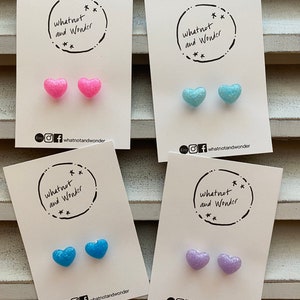 Hearing Aid Charms | Glitter Heart Hearing Aid Whimsy Set | Hearing Aid Jewelry | Hearing Aid Earrings | Hearing Aid Accessories