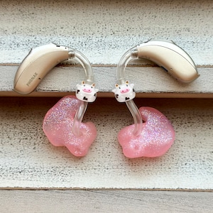 Hearing Aid Whimsy | Cute Cow Hearing Aid Charms Set | Adults Kids | BTE RIC | Jewelry | Earrings | Accessories | Gift