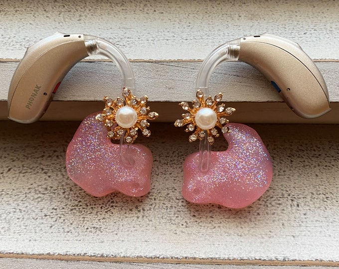 Hearing Aid Jewelry RIC BTE Hearing Aid Bauble Pearl Bursts Hearing Aid