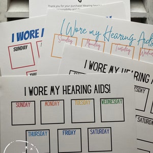 Hearing Aid Chart for Kids | Hearing Aid Tracker | Motivation Tool for Kids Wearing Hearing Aids