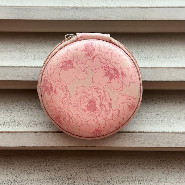 Hearing Aid Case | Pink Floral Print Zipper Case for Hearing Aids | Hearing Aid Storage