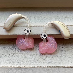 Hearing Aid Charms | Soccer Ball Futbol Hearing Aid Whimsy Set | Hearing Aid Jewelry | Hearing Aid Earrings | Hearing Aid