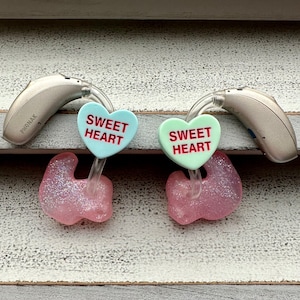 Hearing Aid Charms | Valentine Conversation Heart Hearing Aid Whimsy Set | Hearing Aid Jewelry | Hearing Aid Earrings | Accessories