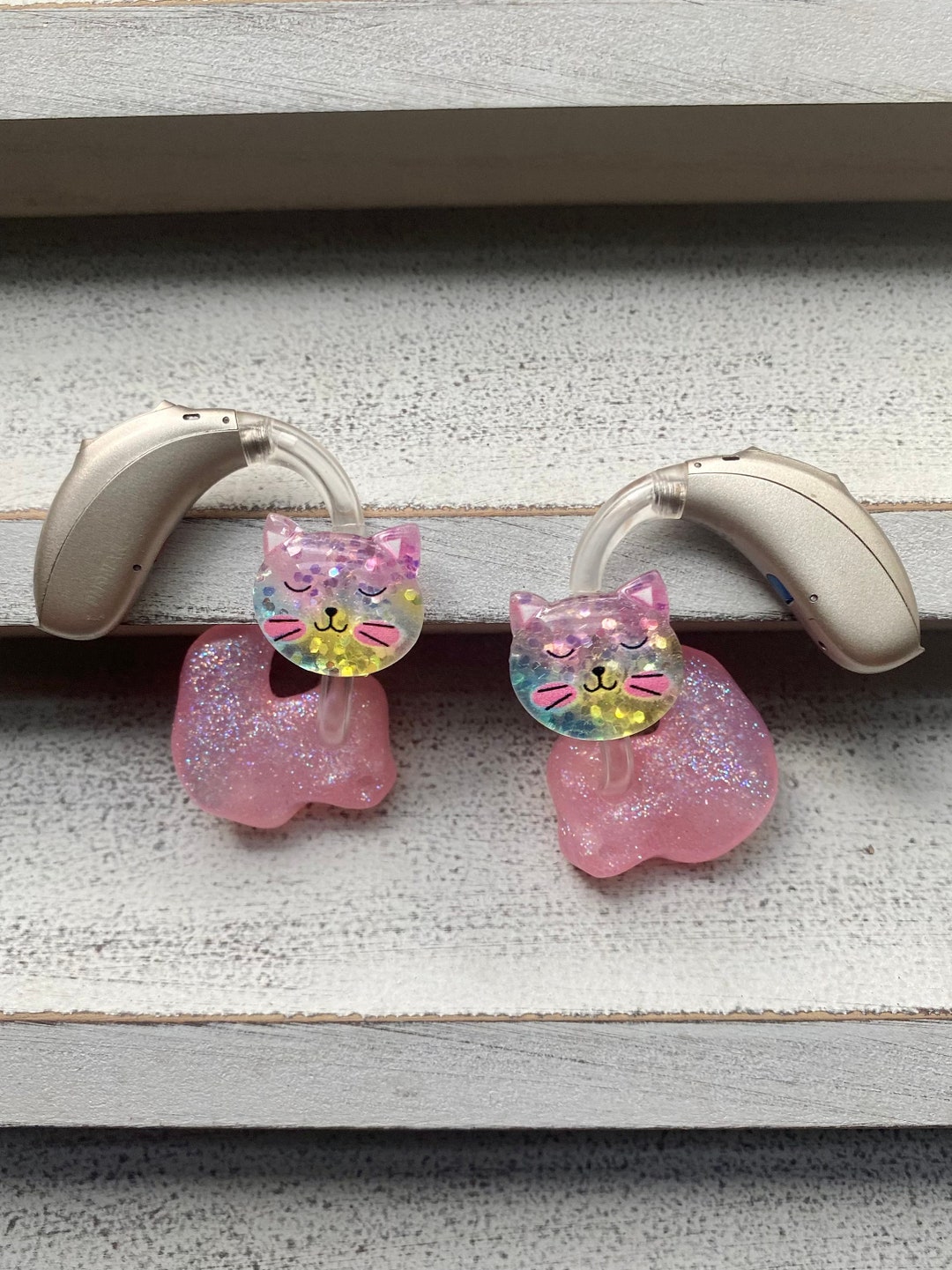 Hearing Aid Charms Glitter Cat Hearing Aid Whimsy Set Etsy