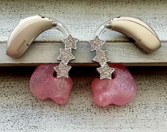 Hörgerät Charms | Silber Sterne Hörgerät Whimsy Set | Erwachsene Kinder | RIC HdO | Himmlisch | Schmuck | Ohrringe | Zubehör | Geschenk