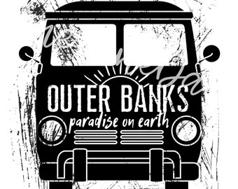 Outer Banks Paradise on Earth, Distressed PNG, Pogue Life, PNG file for Sublimate, PNG files, Sublimation Files, Outer Banks Png, Hippie Van