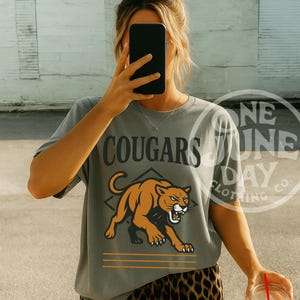 Cougars Mascot High School Custom PNG Typography Retro Vintage T-Shirt Graphic Transparent PNG Digital Download