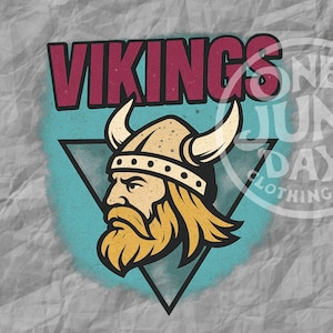 Vikings Mascot High School Custom PNG Retro Vintage 80s 90s Neon T-Shirt Graphic Transparent PNG Digital Download