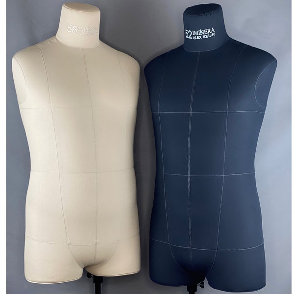 Male dress form for sewing Iminera Alex, soft compressible mannequin, pinnable torso, dressmaker's dummy