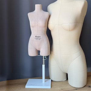 Mira Iminera Half-Scale Professional Female Dress Form Mannequin with Base - Miniature Half Body Size