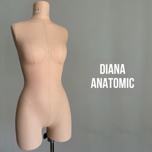 Diana ANATOMIC Iminera Dress form, Construction lines, Fully pinnable, Professional sewing mannequin, Female torso
