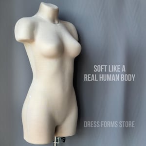Anatomical dress form with shoulders, sewing mannequin, pinnable torso, dressmaker&#39;s dummy