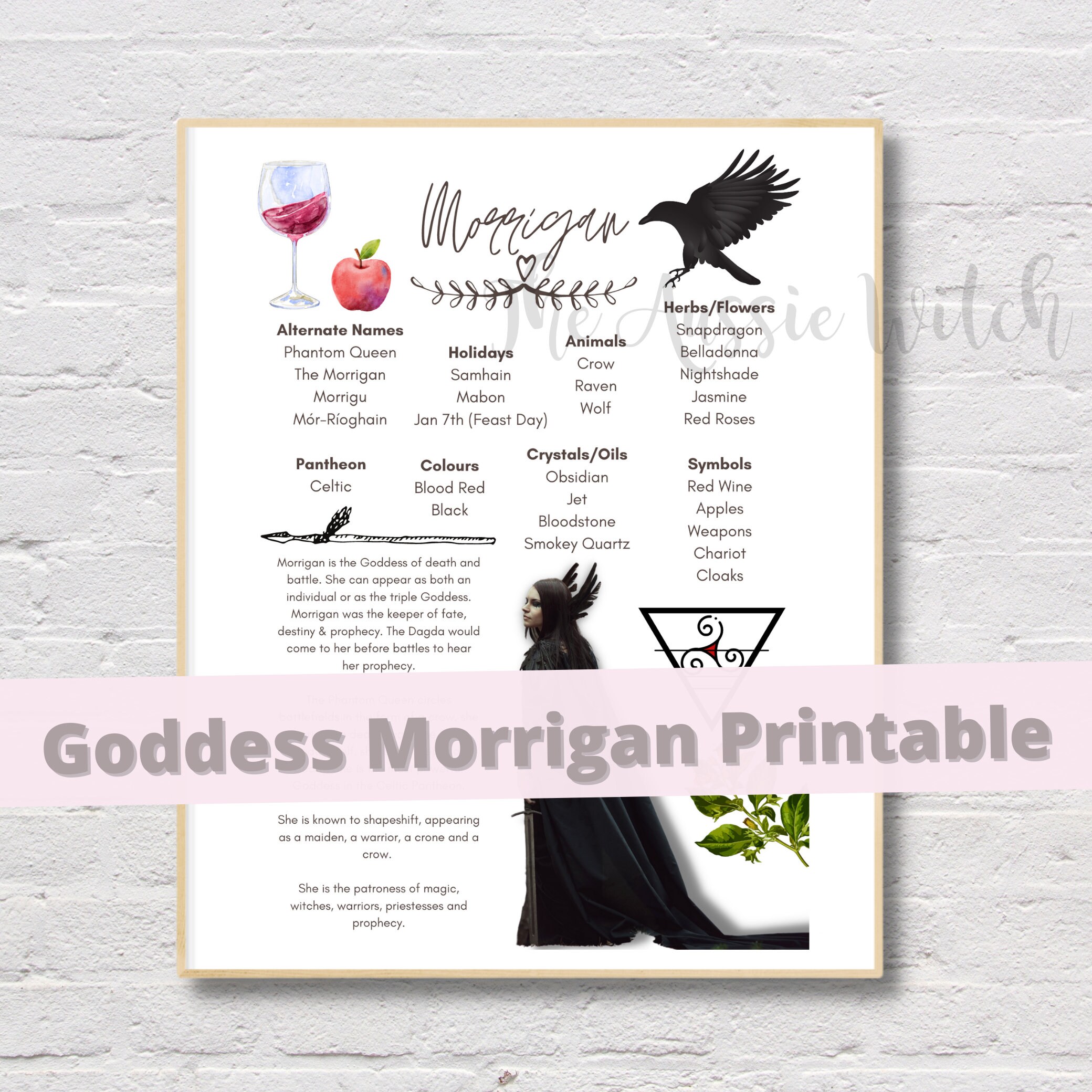 Goddess Morrigan Printable Correspondence For Book Of Etsy