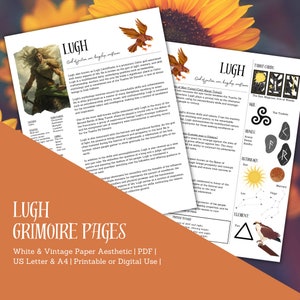 Lugh Celtic God Printable Grimoire Pages