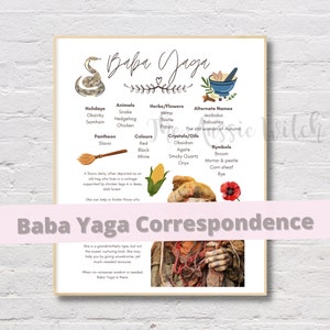 Goddess Baba Yaga Printable Correspondence for Book of Shadows/Grimoire