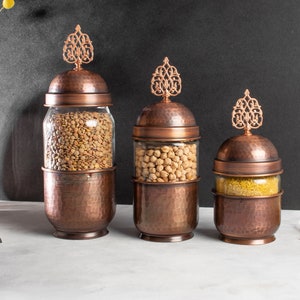 Copper Jar | Copper Storage Box | Copper Sugar Bowl | Copper Cruet | Copper Kitchen Decor |  Copper Spice Container , Jamjam