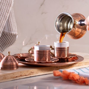 Turkish coffee set Copper coffee set Coffee set Coffee cup Tea coffee set Coffee Coffee pot Vintage coffee set Coffee sets image 5