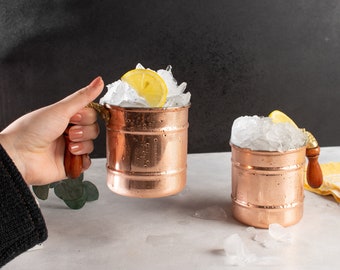 Handmade Hammered Copper Moscow Mule Mugs: Solid Brass Handle, Set of 2 4 6